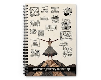 Cadeau personnalisé de journal d'affirmations de femme noire pour 4 amis | Journal de pleine conscience avec nom personnalisé afro-américain | Amour de soi Cahier à spirale