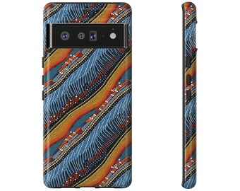 Divertida funda de teléfono afrocéntrica multicolor / caja de arte de cuentas africanas / iPhone, Samsung, funda de teléfono Pixel / regalo de arte étnico 4 mamá negra / propiedad de negros