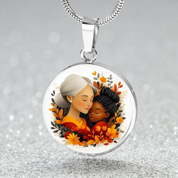 Biracial Daughter Mother Pendant Gift Mom Engraved Multi