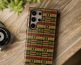 African Mud Cloth Inspired Phone Case iPhone 17, 16 Samsung S26, S25 Pixel 9, 8 | BlackArt Phone Case Black Culture Gift | BlackOwned