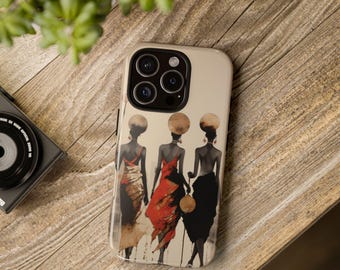 Afrocentric Artsy Black Woman Warrior Phone Case | Modern African iPhone 16, Samsung S23, Pixel Phone 8 Case | African American Accessories