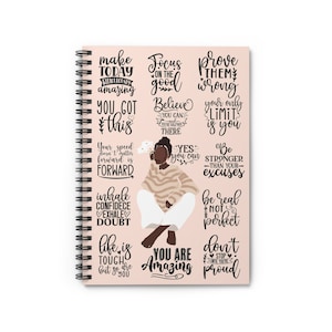 Black Brown Woman Affirmations Manifest Journal| Mindfulness Gift 4 Black Friend| Black Woman Self-Love Spiral Notebook| Black Owned