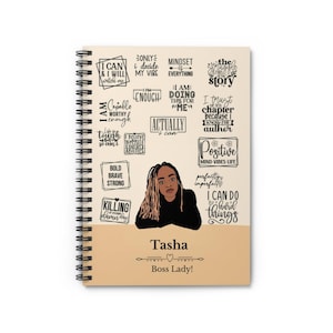 Personalized Mindfulness Spiral  Journal Gift 4  Black Woman | African American Affirmations Custom Name Journal | Self-Love Lined Notebook