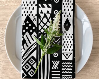 Mud Cloth Inspired Ethnic Table Decorations| Kwanzaa Christmas Decorations| Kwanzaa Table Napkins|  Modern African Kente Print| Black Owned