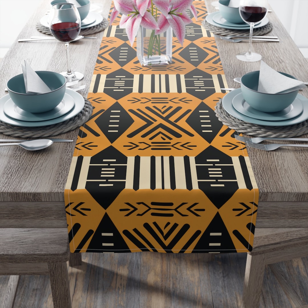 Mud Cloth Table Runner Mud Cloth African Table Linen Kwanzaa Decor Mud