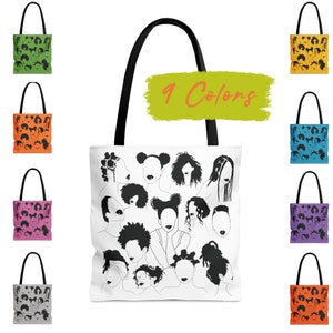 African American Women Hairstyles Tote Bag| Proud Black Brown Woman Gift| Afrocentric Bag| Black Pride| Black History 365| Black Owned Shop