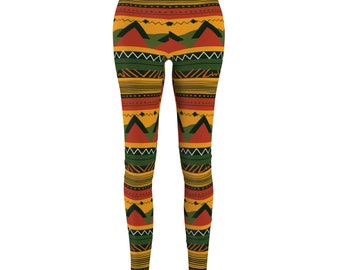 African American Leggings| Mountain Inspired Modern Kente Cloth Tights| Afrocentric Sport Tights| Fitness Gift for Black Woman| Black Owned