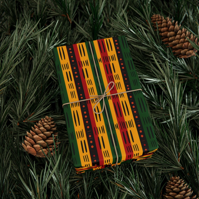 Colorful Modern African Print Wrapping Paper Ethnic Ankara Wrapping Paper African American Gift Wrap Kente Cloth Mud Cloth Black Owned image 2