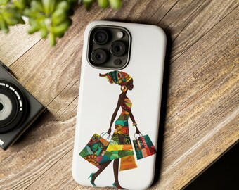 Afrocentric Travel Loving Gift 4 Black Woman Phone Case | iPhone, Samsung, Pixel Phone Case | Modern African Art Ethnic Phone | Black Owned