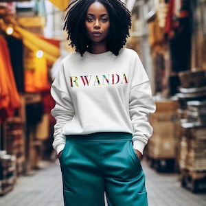 Rwanda Shirt for Black Woman Wanderlust Sweatshirt for Rwanda Travel TShirt Memento Kigali Rwanda Gift 4 African American Family Black Owned