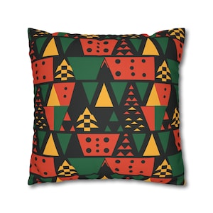 Colorful Geometric Faux Suede Cushion Cover | Boho Rustic Mud Cloth African Print | Kwanzaa Decor| Ethnic Home Decorations| Black Owned