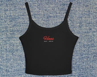 Haas F1 Team Cropped Tank Top, Esteban Ocon Ollie Bearman Formula 1 Tank Top Fan Racing Gift Haas Moneygram Trendy Spaghetti Strap Crop Top
