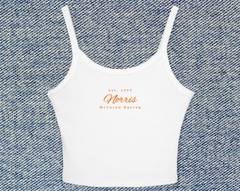 Lando Norris McLaren Racing Cropped Tank Top, F1 Fan Apparel, Racing Enthusiast Gift, Formula 1 Merch, Trendy Spaghetti Strap Crop Top