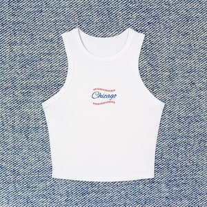 Chicago Baseball Cropped Tank Top Womens Ribbed Baby Tee Shirt Cubs Player Crop Top MLB Game Day Crop Racer Tank Dansby Swanson Nico Hoerner