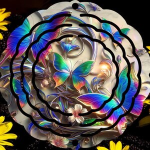 Spring Rainbow Butterfly png, Wind Spinner Sublimation Design Digital Download PNG Instant DIGITAL ONLY, Door Hanger