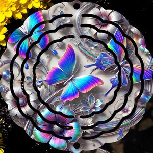 Spring Rainbow Butterfly png, Wind Spinner Sublimation Design Digital Download PNG Instant DIGITAL ONLY, Door Hanger