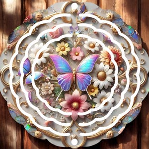 Spring Floral Butterfly png, Wind Spinner Sublimation Design Digital Download PNG Instant DIGITAL ONLY, Door Hanger