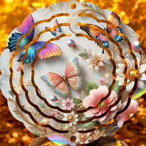 Spring Floral Butterfly png, Wind Spinner Sublimation Design Digital Download PNG Instant DIGITAL ONLY, Door Hanger