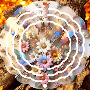 Downloadable Png butterfly, Spring Floral Butterfly png, Wind Spinner Sublimation Design Digital  PNG Instant DIGITAL ONLY, Door Hanger