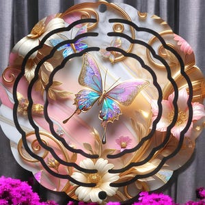 Artful Butterfly Png Spring Floral Butterfly png, Wind Spinner Sublimation Design Digital Download PNG Instant DIGITAL ONLY, Door Hanger