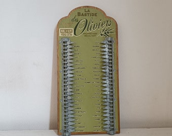 French vintage reusable wooden shopping list • Sticky note organizer board • metal grocery list • French Shopping List