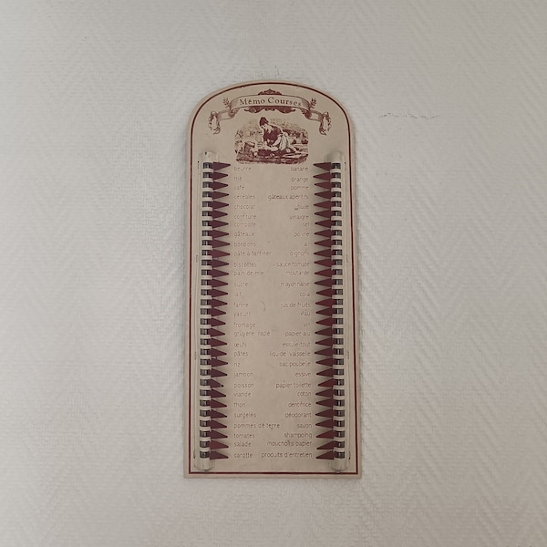 Vintage Reusable Metal French Shopping List • Kitchen Memo • French Shopping List • Organizer Board • Grocery List