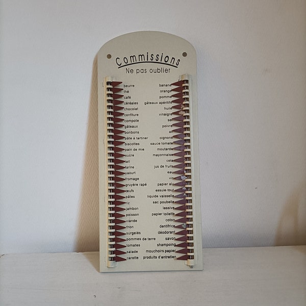 French vintage style reusable metal shopping list • Reminder organizer board • Grocery list • French Shopping List