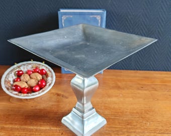 Elegant Display Stand • Vintage Square Silver Metal Pedestal • Versatile Decorative Tray • Chic Dessert Serving Set