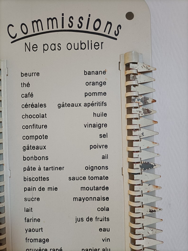 French vintage style reusable metal shopping list Reminder organizer board Grocery list French Shopping List image 3