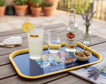 Ricard Metal Tray - French Bistro Decoration - Vintage Serving Tray - Retro Marseille Aperitif Style - Promotional Item