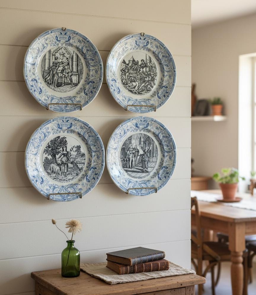 アンティーク ジャンヌ・ダルク トーキングプレート 4枚セット