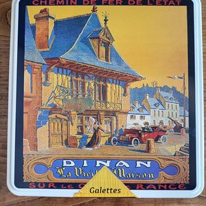 DINAN Metal Box, Brittany - Retro Tourist Poster - French City Scene Storage - Francophile Gift / Brittany Lovers