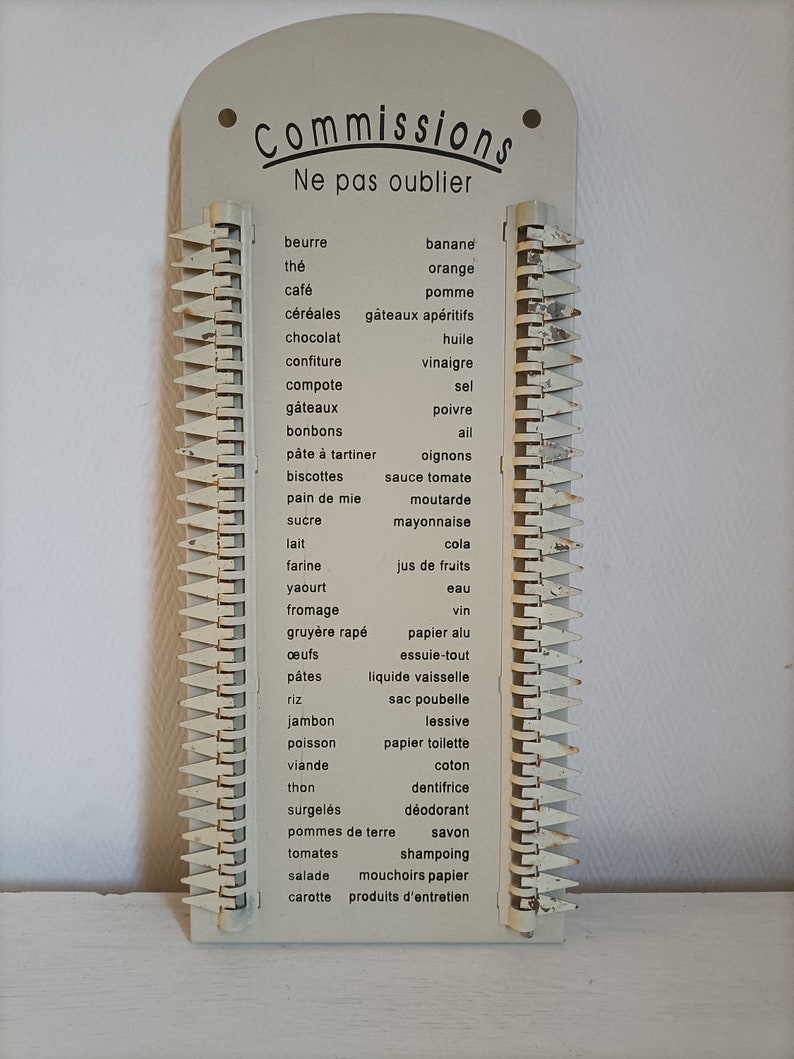 French vintage style reusable metal shopping list Reminder organizer board Grocery list French Shopping List image 9