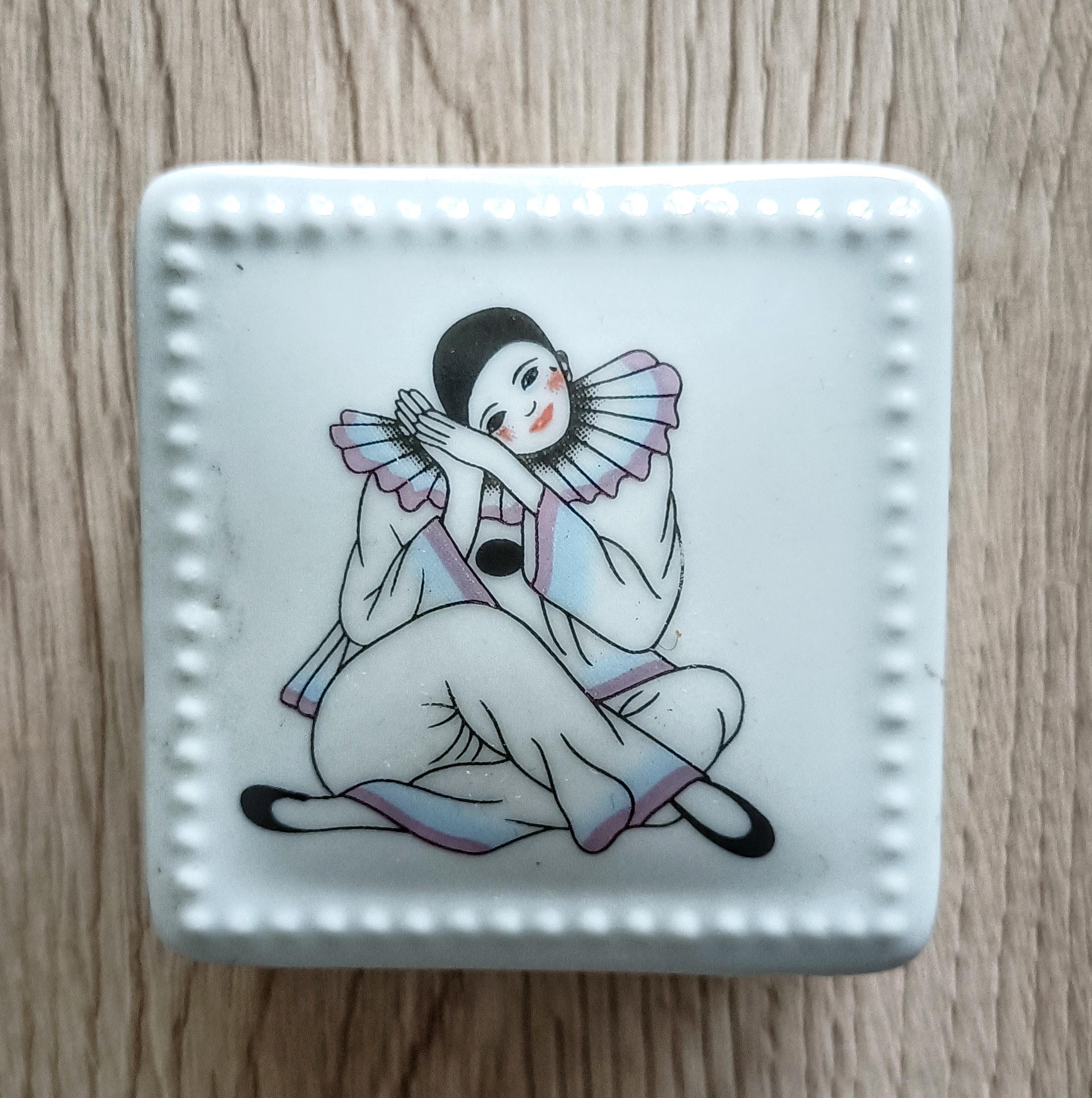 Boîte à bijoux Pierrot vintage, récipient de rangement en