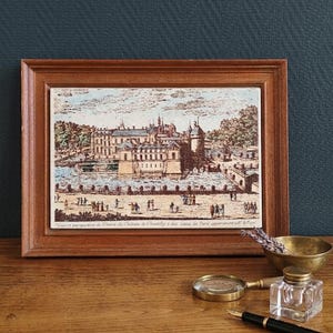 Vintage mosaic artwork "Château de Chantilly" - French wall art - Historical architectural decor - Souvenir of France