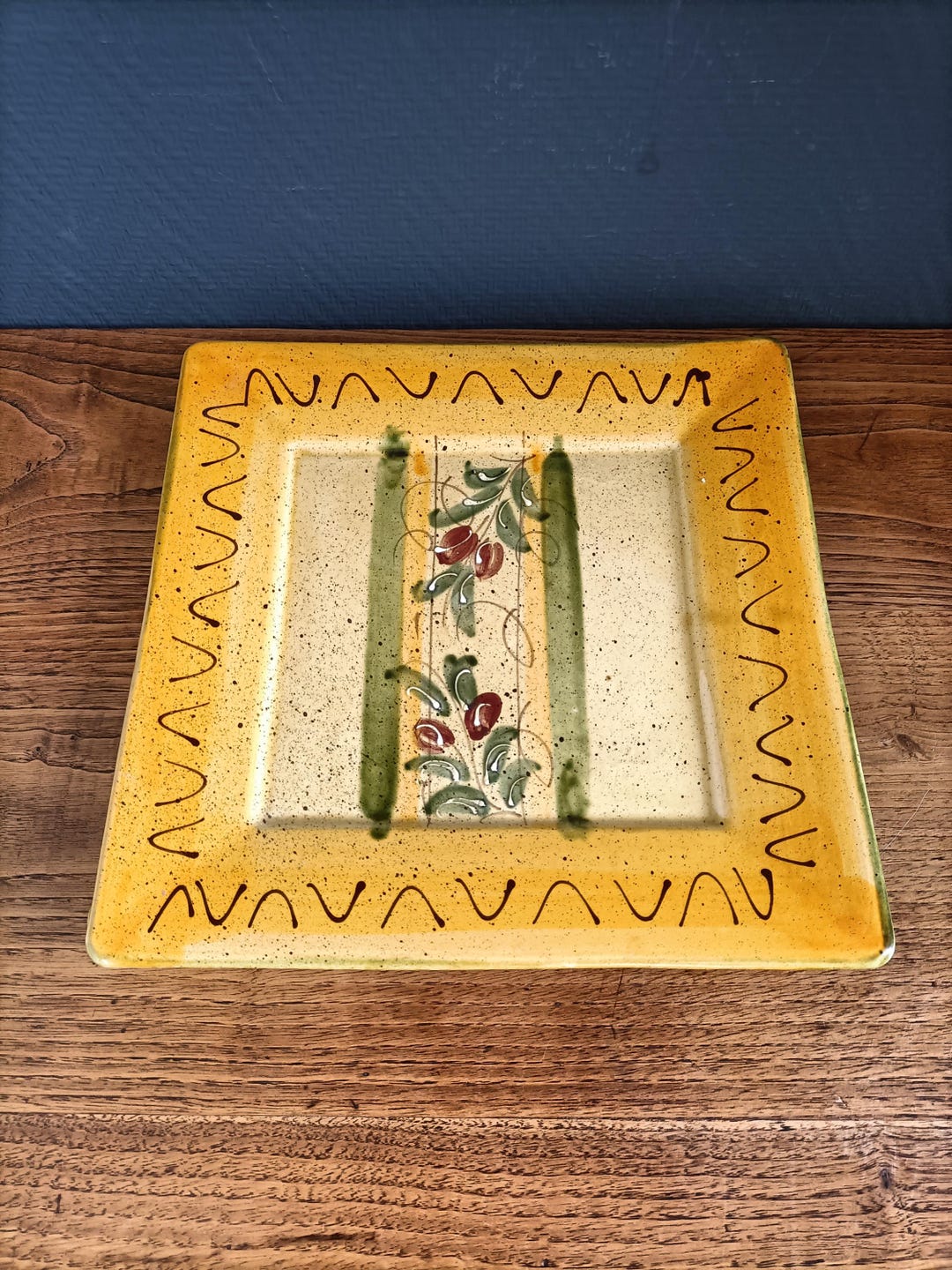 Plat de service carré en grès bleu marine 25 cm - Serax