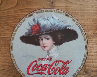 Coca-Cola Round Metal Cookie Tin • Round Tin Can • Coca Cola Nostalgia Tin • Vintage Style Tin •