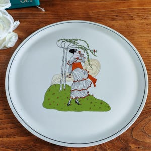 Large Limoges Berry Porcelain Tray France 33cm • Art Nouveau Elegant Lady Decorative • Serving Platter • Vintage French Decor
