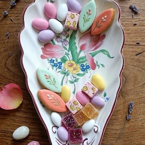 Piatto vintage K & G Lunéville Francia a forma di conchiglia, piatto in ceramica floreale, decorazione rustica per la tavola, ciotola a tulipano