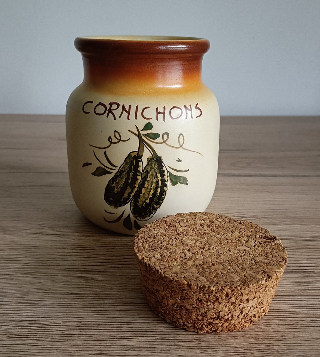 French Ceramic Pickle Jar and Cork Stopper Antique French Etsy