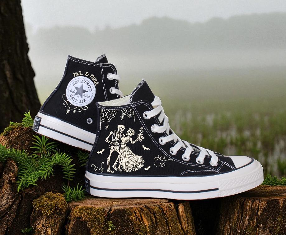 コンバース　Halloween Halloween Pumpkin Ghost and Sunflower Bat Hand Embroidered