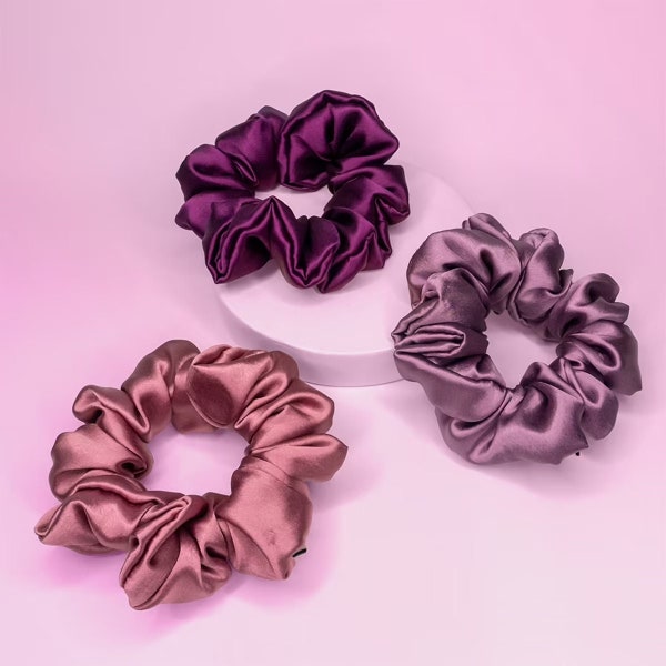 Scrunchie 22 mm Seiden-Haargummi 100 % Maulbeerseide 3,5 cm handgefertigt mittel beliebt Haargummi US UK Australien Kanada Deutschland Satin