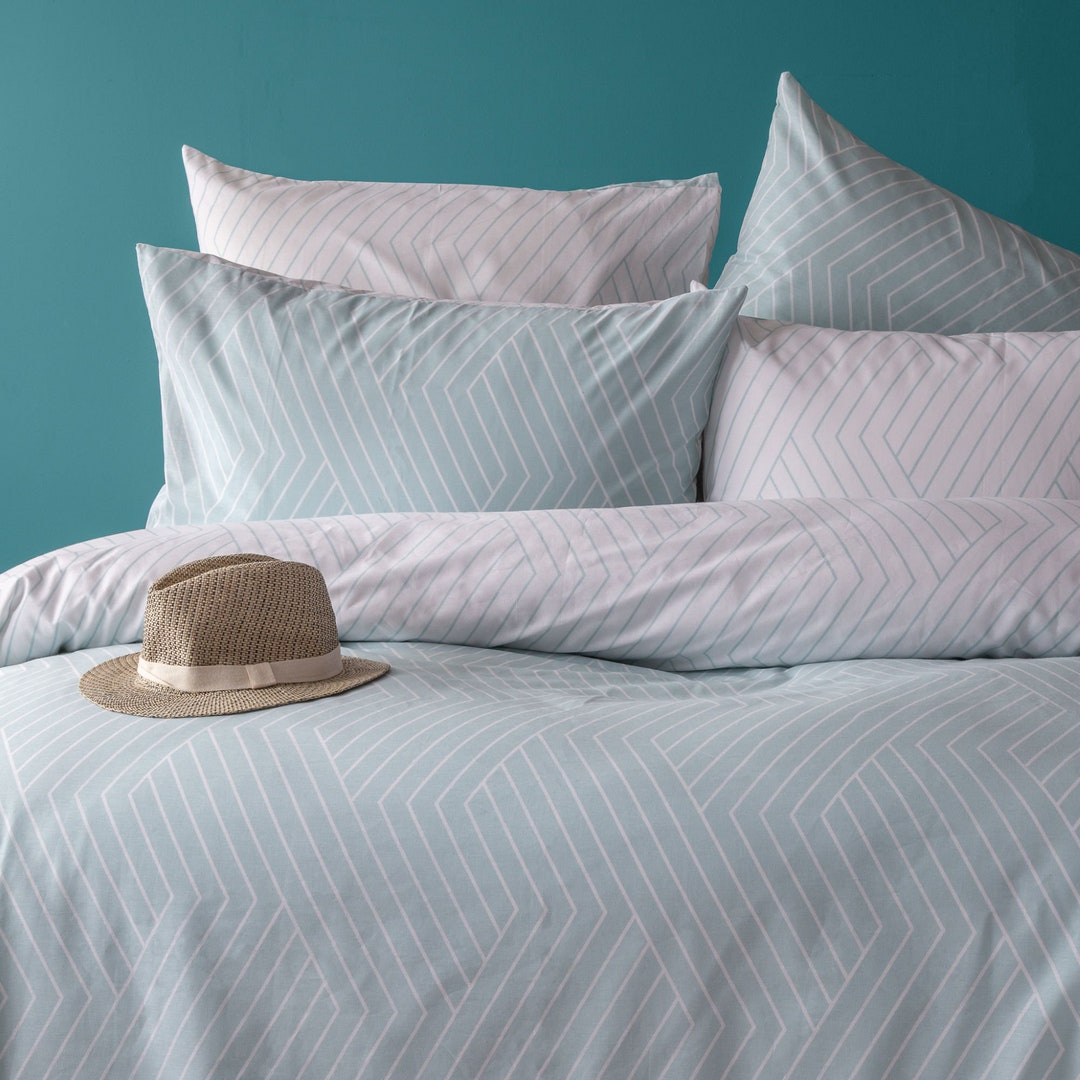 Duvet Cover Set Duck Egg Blue Boho Bedding Set Double King Duvet Cover