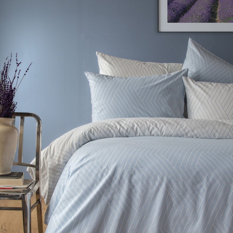 Duvet Cover Set Duck Egg Blue Boho Bedding Set Double King Duvet Cover