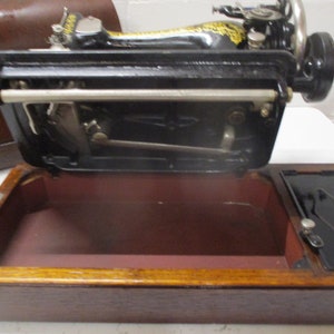 vintage singer sewing machine with hood image 7