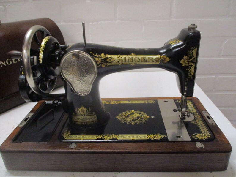 vintage singer sewing machine with hood image 5