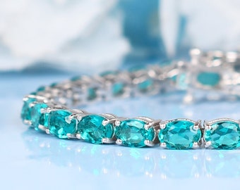 Paraiba Tourmaline Tennis Bracelet, Spiritual Growth, Love, and Expression | Gift for Her