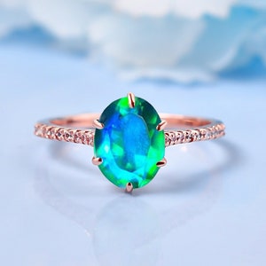 Peacock Quartz Ring | Engagement Wedding Ring | Quartz Art Deco Ring | Promise Ring | Peacock Stone Ring | Birthstone Ring | Gift For Mother
