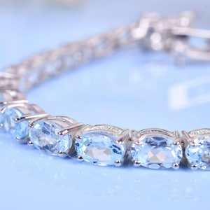 Unique Aquamarine Bracelet | Natural Gemstone Bracelet |  Aqua Jewelry| Anniversary Gifts For Her | Birthstone Bracelet | Bracelet For Women
