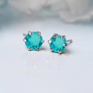 Paraiba Tourmaline Round Wedding Stud |Everyday Earring For Women | Ice Blue Paraiba Earring | Anniversary Gift For Love | 6 ProngUniqueStud